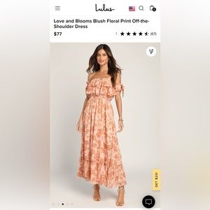 Love and Blooms Blush Floral Print Off-the-Shoulder Dress, new with tags
